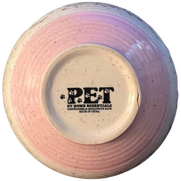 Set: 2 Home Essentials PET Speckled Ceramic Cat Bowls Pink & Aqua 5" x 3" - Picture 11 of 13